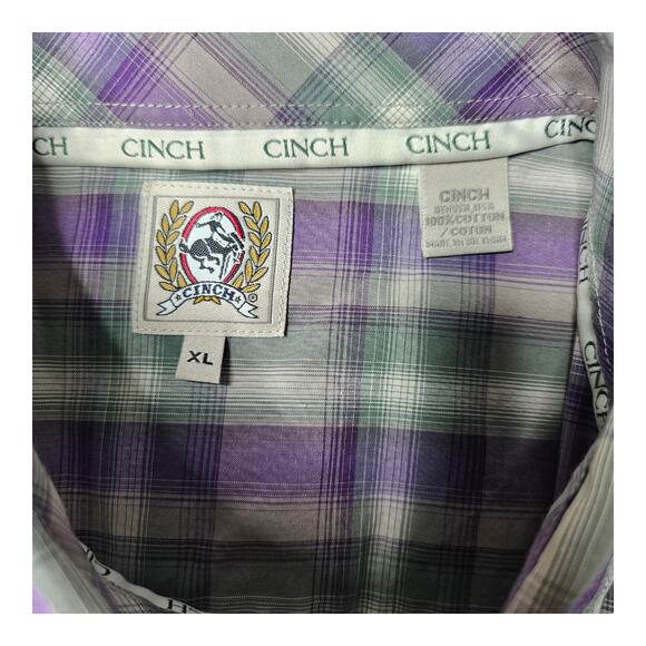 Cinch Shirt Mens Size XL Multicolor Plaid Western Cowboy Long Sleeve Button Down - Picture 7 of 8